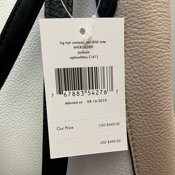 Kate Spade Jackson Medium Triple Compartment Shoulder Bag - white/tan/black - Picture 5 of 7